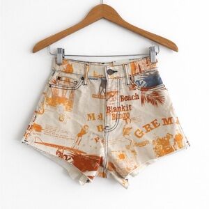 NWT Urban Outfitters BDG Pitched Waist Short Canvas Print 100% Cotton SIZE 24